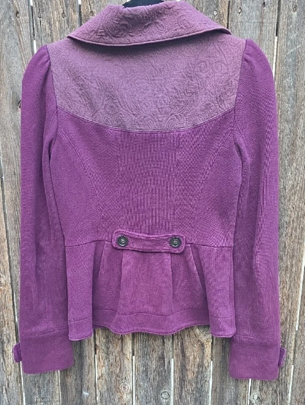 Free People Plum Purple Button Front Blazer Jacket Floral Lining